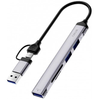 WIWU WI-HB003 Zolo USB Hub 5 σε 1 με USB-C/USB-A, USB 3.0, USB 2.0 και SD/TF Card Reader, Γκρι