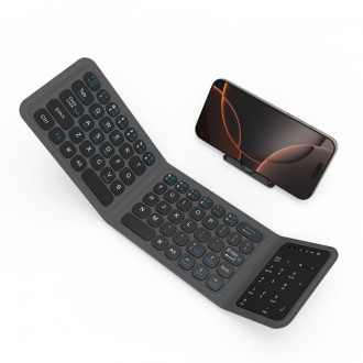 WIWU FMK-05 Αναδιπλούμενο Ασύρματο Πληκτρολόγιο Bluetooth με Θήκη Μεταφοράς & Βάση Στήριξης, Γκρι