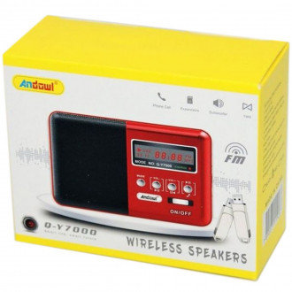 Q-Y7000 Φορητό Ραδιόφωνο Επαναφορτιζόμενο με Bluetooth Κόκκινο