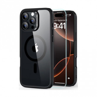 ESR Classic Hybrid HaloLock Magsafe Back Cover Tempered Glass Σετ με Τζαμάκι για iPhone 16 Pro Max Διάφανο-Μαύρο
