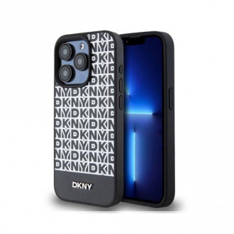 DKNY PU Leather Repeat Pattern Bottom Stripe Θήκη Δερματίνης με Magsafe για iPhone 12 / 12 Pro Μαύρο