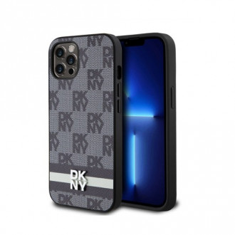 DKNY PU Leather Checkered Pattern & Stripe Θήκη Δερματίνης για iPhone 12 / 12 Pro Μαύρο