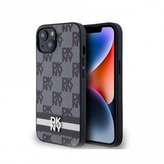 DKNY PU Leather Checkered Pattern & Stripe Θήκη Δερματίνης για iPhone 13 Μαύρο
