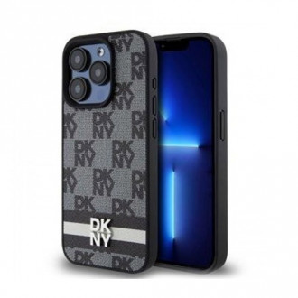 DKNY PU Leather Checkered Pattern and Stripe Θήκη Δερματίνης για iPhone 14 Pro Max Μαύρο