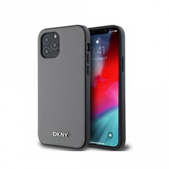 DKNY PU Leather Metal Logo Θήκη Δερματίνης με Magsafe για iPhone 12 / 12 Pro Γκρι