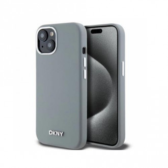 DKNY PU Leather Metal Logo Θήκη Δερματίνης με Magsafe για iPhone 15 Γκρι