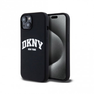 DKNY Liquid Silicone White Printed Logo Θήκη Σιλικόνης με MagSafe για iPhone 15 Μαύρο