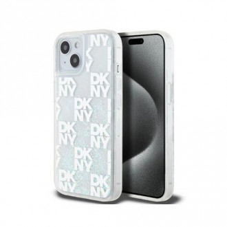 DKNY Liquid Glitter Checkered Pattern Back Cover Θήκη Σιλικόνης για iPhone 15 Διάφανο