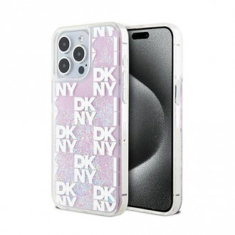 DKNY Liquid Glitter Checkered Pattern Back Cover Θήκη Σιλικόνης για iPhone 15 Pro Max Ροζ