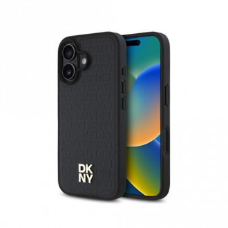 DKNY PU Leather Repeat Pattern Stack Logo Θήκη Δερματίνης με MagSafe για iPhone 16 Plus Μαύρο