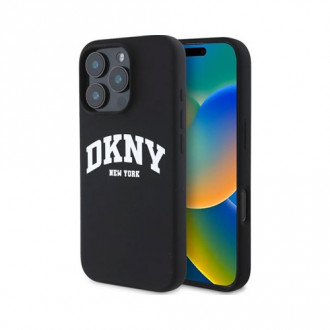 DKNY Liquid Silicone Arch Logo MagSafe Case for iPhone 16 Pro Max Black