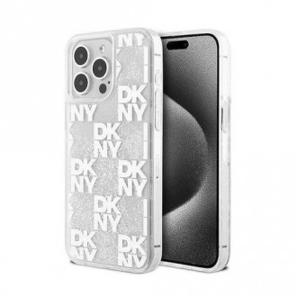 DKNY Liquid Glitter Checkered Pattern Back Cover Θήκη Σιλικόνης για iPhone 15 Pro Max Διάφανο