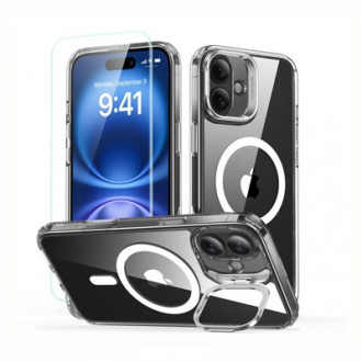 ESR Classic Hybrid Kickstand Halolock MagSafe Σκληρή Θήκη με Πλαίσιο Σιλικόνης και Τζαμάκι Προστασίας για iPhone 16 Διάφανο