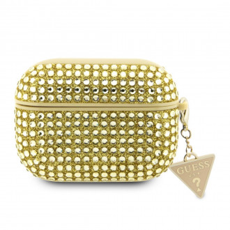 Guess Rhinestones Triangle Metal Logo TPU για Apple AirPods Pro 2 Χρυσό