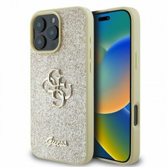 Guess Fixed Glitter Big 4g Back Cover Θήκη Σιλικόνης με Glitter για iPhone 16 Pro Max Χρυσό