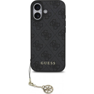 Guess 4G Charm Case Θήκη Δερματίνης με Κρεμαστό Στολίδι για iPhone 17 Γκρι