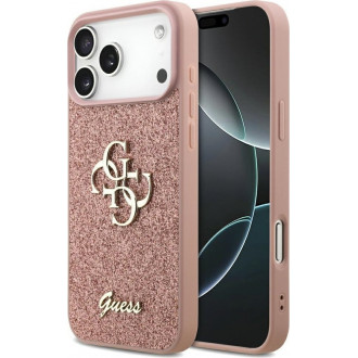 Guess PU Fixed Glitter 4G Metal Logo Θήκη Σιλικόνης για iPhone 17 Pro Max Ροζ