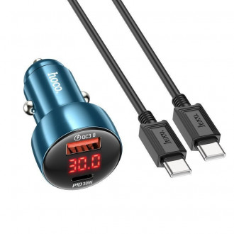 Hoco Φορτιστής Αυτοκινήτου Type-C με μία Θύρα USB μαζί με Καλώδιο Type-C Μπλε