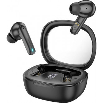 Hoco EQ6 In-ear Bluetooth Handsfree Ακουστικά με Θήκη Φόρτισης Μαύρα