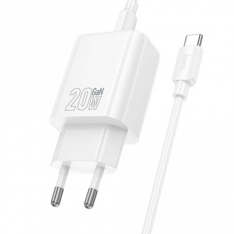 Hoco Φορτιστής με Θύρα USB-C και Καλώδιο USB-C - USB-C 20W Power Delivery / Quick Charge 3.0 Λευκός (N60)