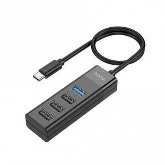 Hoco HB25 USB 3.0 Hub 4 Θυρών με σύνδεση USB-C Μαύρο