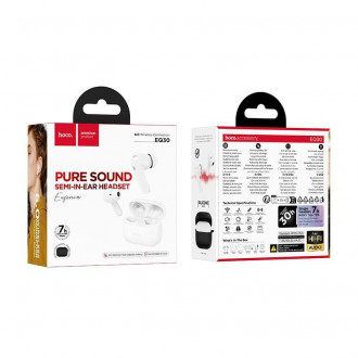 Hoco EQ30 In-ear Bluetooth Handsfree Ακουστικά με Θήκη Φόρτισης Λευκά