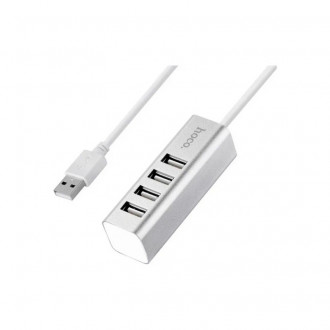 Hoco HB1 USB 2.0 Hub 4 Θυρών με σύνδεση USB-A Ασημί