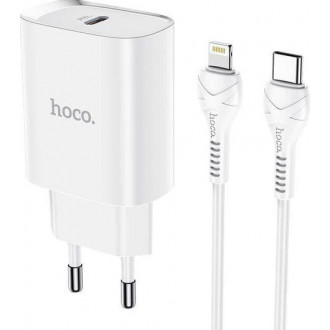 Hoco N14 Φορτιστής με Θύρα USB-C και Καλώδιο Lightning Power Delivery Λευκό