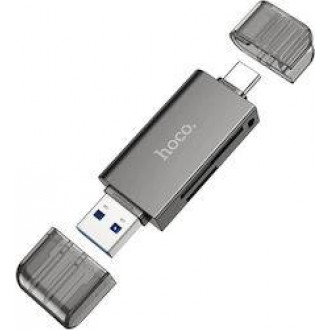 Hoco Dhd01 Card Reader 2 In 1 Type-c + Usb Μαυρο