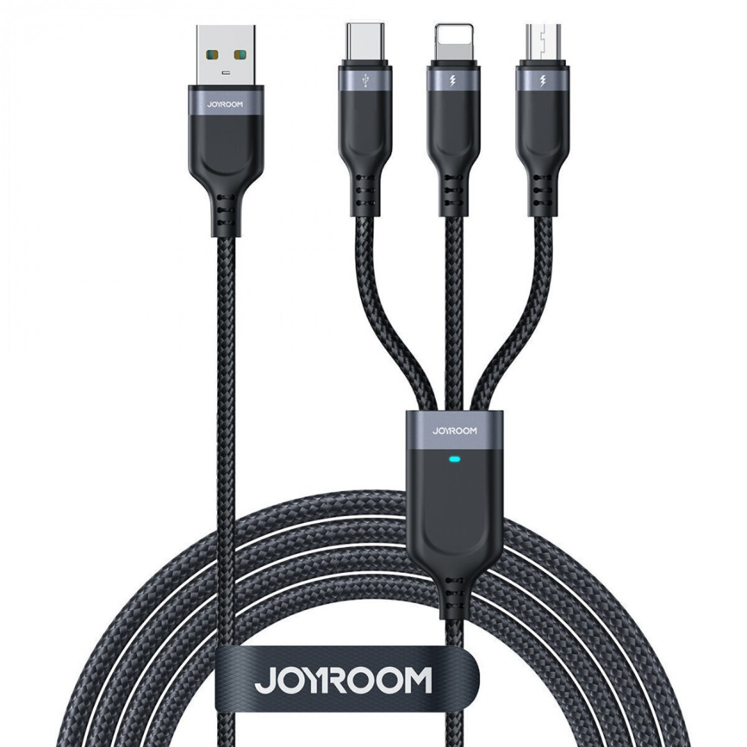Joyroom S-1T3018A18 Braided Καλώδιο USB σε Lightning / Type-C / micro USB 3.5A Μαύρο 1.2m Joyroom S-1T3018A18 Braided Καλώδιο USB σε Lightning / Type-C / micro USB 3.5A Μαύρο 1.2m