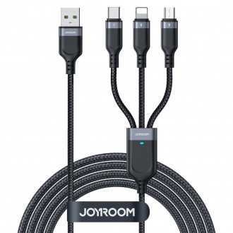 Joyroom S-1T3018A18 Braided Καλώδιο USB σε Lightning / Type-C / micro USB 3.5A Μαύρο 1.2m