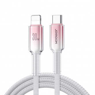 Joyroom Series Braided Καλώδιο USB-C σε Lightning 30W 1.2m Λευκό-Ροζ