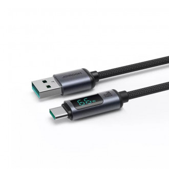 Joyroom S-AC066A16 Braided / LED USB 2.0 Cable USB-C male - USB-A 66W Μαύρο 1.2m