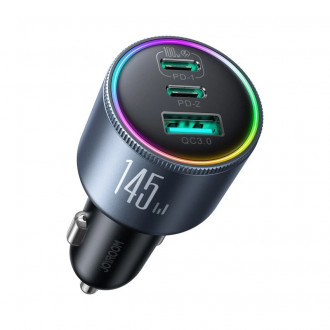 Joyroom Φορτιστής Αυτοκινήτου 145W με Θύρες: 1xUSB 2xType-C μαζί με Καλώδιο Type-C Γκρι Χρώμα