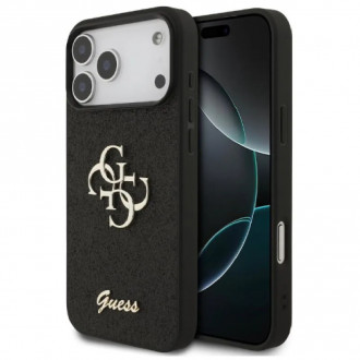 Guess PU Fixed Glitter 4G Metal Logo Θήκη Σιλικόνης για iPhone 17 Pro Μαύρο