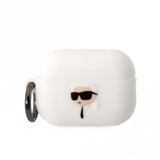 Karl Lagerfeld Karl Head 3D Θήκη Σιλικόνης με Γάντζο για Apple AirPods Pro 2 Λευκό