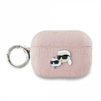 Karl Lagerfeld PU Embossed Karl & Choupette Head Θήκη Δερματίνης για AirPods Pro 2 Ροζ