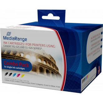 MediaRange Πακέτο Συμβατών Μελανιών Εκτυπωτή InkJet Canon PGI-525/CLI-526 Πολλαπλό (Color) / Μαύρο 5τμχ
