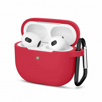 Θήκη Σιλικόνης Soft με Γάντζο Airpods 3 Κόκκινο