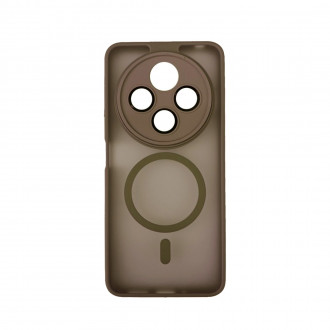 OEM Back Cover Bumper Plexiglass με MagSafe και Προστασία Καμερών για Xiaomi Redmi 14C Καφέ