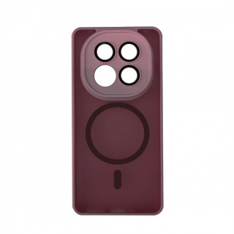 OEM Back Cover Bumper Plexiglass με MagSafe και Προστασία Καμερών για Xiaomi Redmi Note 14 Pro Plus Μπορντό