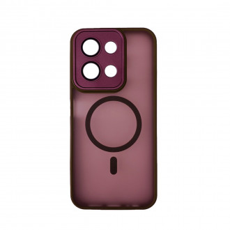 OEM Back Cover Bumper Plexiglass με MagSafe και Προστασία Καμερών για Xiaomi Redmi 15C Μπορντό