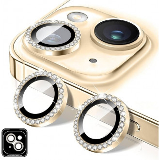 Aντιχαρακτικό Γυαλί Προστασίας Κάμερας iPhone 15/ 15 Plus Diamond Χρυσό