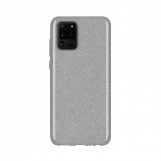 OEM Back Cover Θήκη Glitter Σιλικόνης για Samsung Galaxy S20 Ultra Ασημί