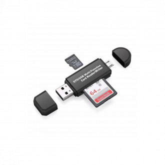OTG/USB Multi-Function Card Reader/Writer για Υπολογιστή και Κινητό Τηλέφωνο USB - micro USB Μαύρο