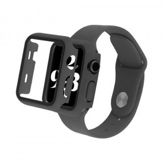 OEM 2 σε 1 Λουράκι Σιλικόνης και Θήκη για Apple Watch 45mm Μαύρο