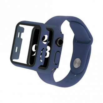 OEM 2 σε 1 Λουράκι Σιλικόνης και Θήκη για Apple Watch 45mm Σκουρό Μπλε