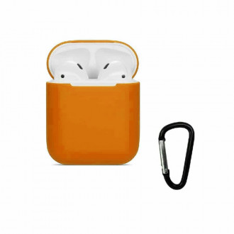 Θήκη Σιλικόνης Soft με Γάντζο Airpods 1/ 2 Πορτοκαλί