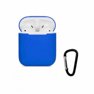 Θήκη Σιλικόνης Soft με Γάντζο Airpods 1/ 2 Μπλε