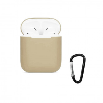 Θήκη Σιλικόνης Soft με Γάντζο Airpods 1/ 2 Μπεζ